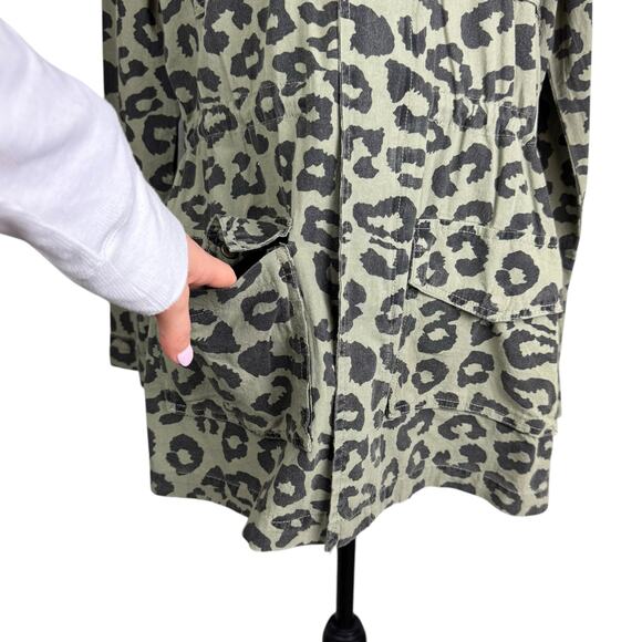 Ellison NWT Sage Green Leopard Longline Oversized Utility Lightweight Jacket - Picture 9 of 14